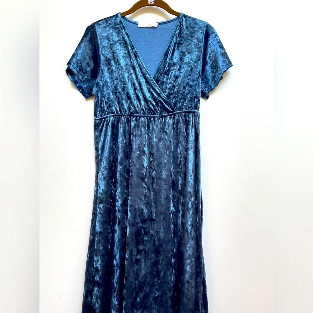 HEATHERLY - Blue Crushed Velvet Dress, Size S